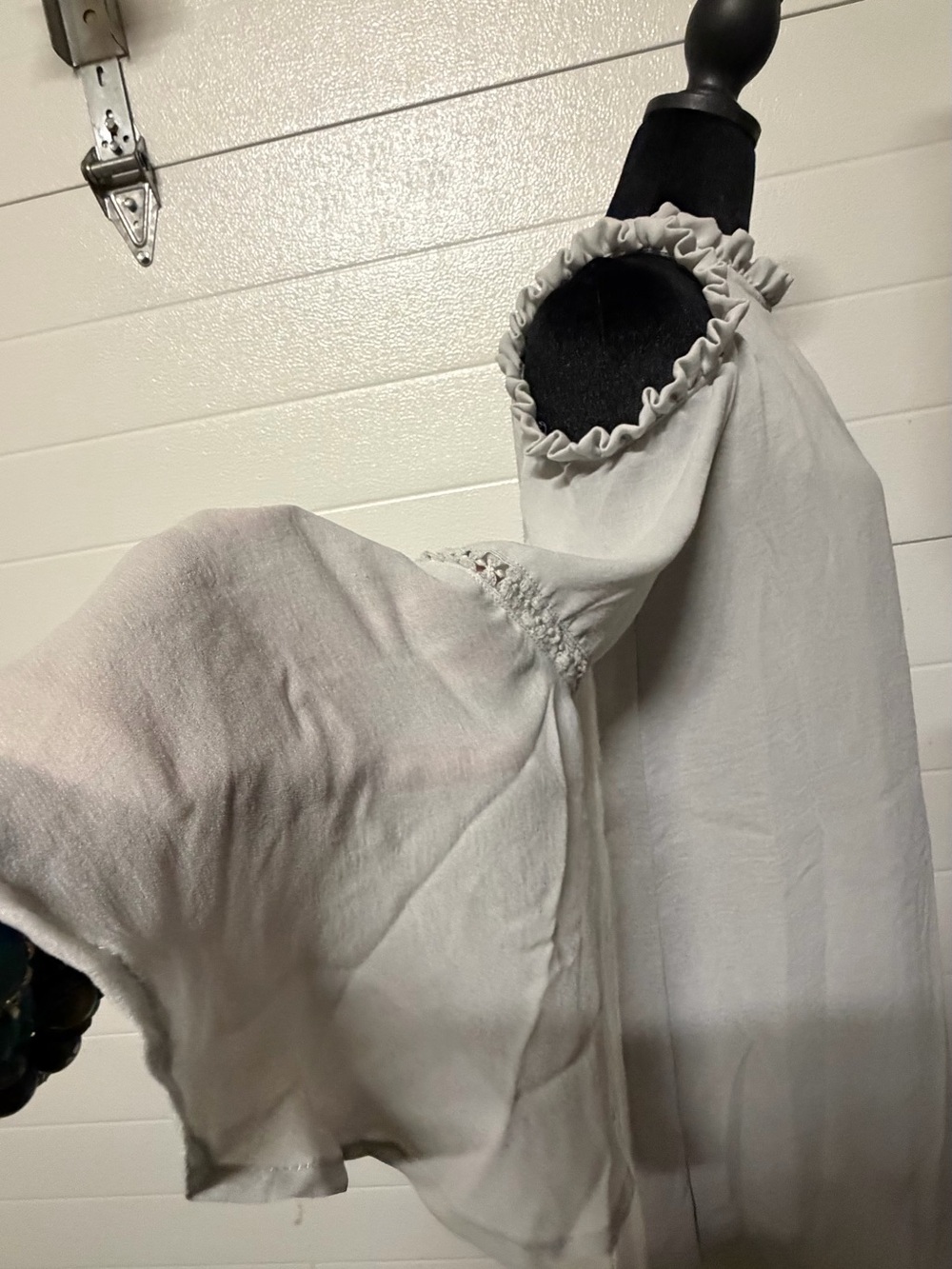 PPLA Light Gray Long Sleeve Ruffle Shoulder Dress - Picture 7 of 7